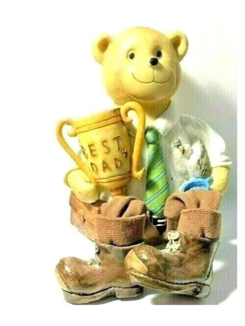 Figurine FATHERS Best Dad Sitting Trophy Bear Figurine Sport Newspaper Gift